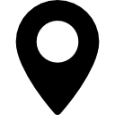 Icône de marqueur de carte noire avec un cercle, symbolisant une localisation ou un point d'intérêt.