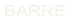 Typographie logo BARRE : design minimaliste et impactant. Texte numérique gras et blanc cassé affichant le mot « BARRE » sur un fond noir uni. Typographie moderne de fitness.